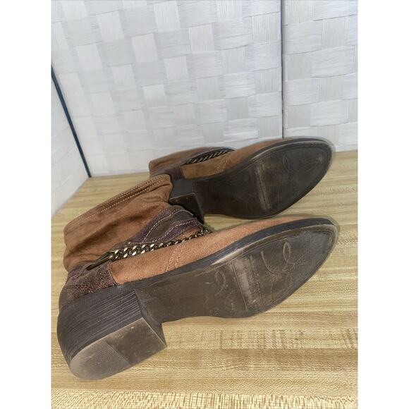 Bongo Brown Faux Suede Brass Hardware Ankle Western Baja Boots Size 9 - Picture 6 of 10